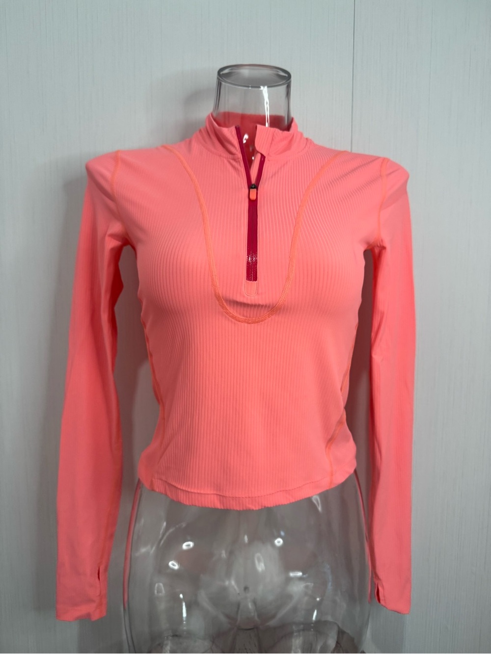 Lululemon Gloss Trim Run 1/2 Zip Long Sleeve. Orange/Peach. Size Small.